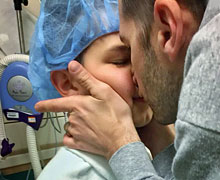 Roarke and dad before brain tumor biopsy