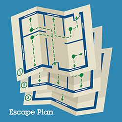 Illustration of maps with evacuation routes