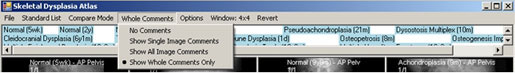 Skeletal Dysplasia comment selection menu