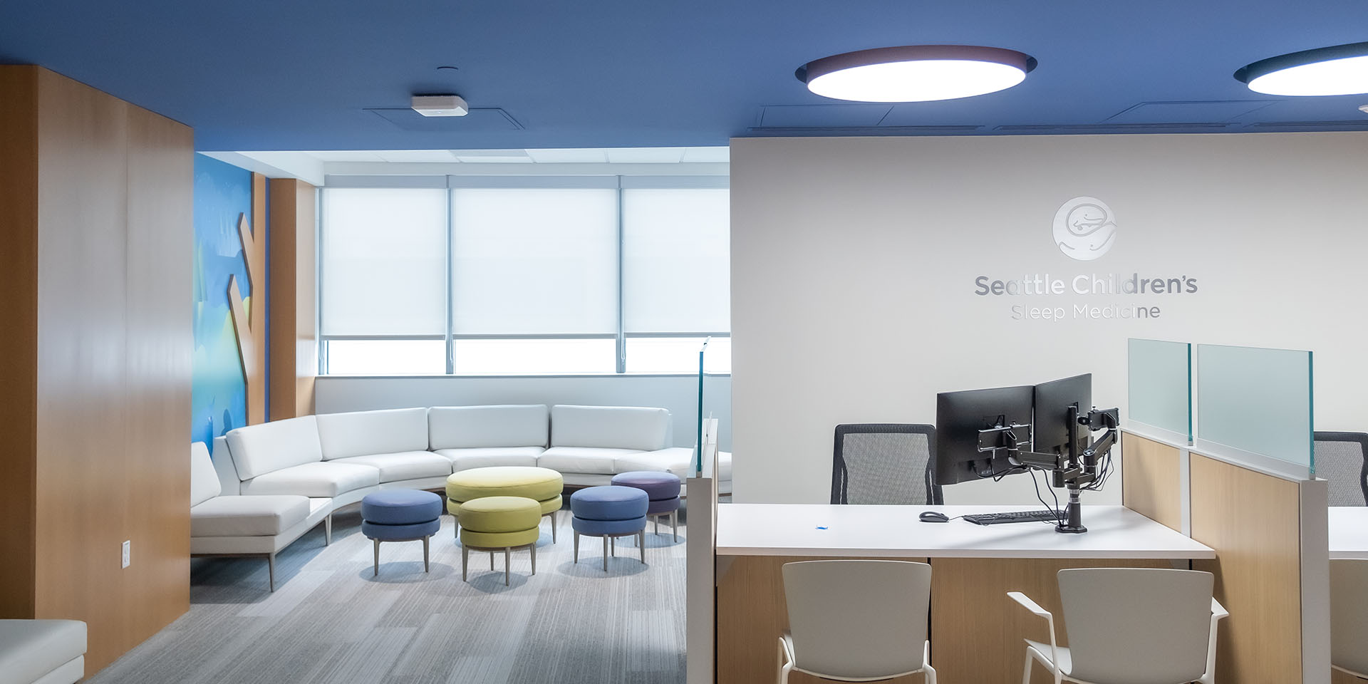 The lobby at Seattle Children's Sleep Center at Overlake in Bellevue